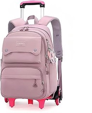 Rolling Backpack for Girls Kids Backpack with Wheels Wheeled Bookbag Trolley School Bag
