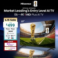 Hisense E6Q 55 inch 4K UHD Plus AI TV | Dolby Vision & Audio | DTS VirtualX | MEMC