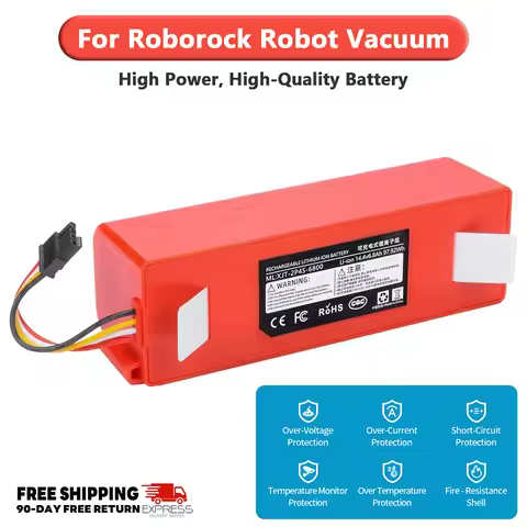Roborock Replacement Battery 14.8V 6800mAh Li-ion for Xiaomi S5 S50 S55 S6 S7 Max MaxV Ultra E4 E20 