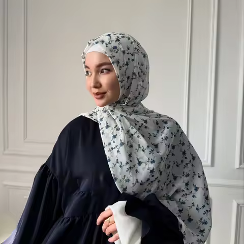 Newest Floral Printed Chiffon Scarf Muslim Women Hijab Breathable Malaysian Headscarf Wraps Shawls T
