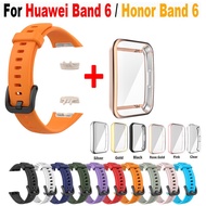 Watchbands + Case For Huawei Band 6 Band6 Pro Replacement Watch Strap For Honor Band 6 Strap With TPU Full Screen Protector Case Bracelet