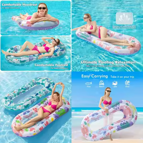Pool Floats Lounger, Inflatable Pool Float Adult Size Water Hammock, Pool Floats Rafts Floaties for 