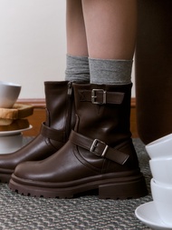 (พร้อมส่ง)Wander Buckle me พร้อมส่ง รองเท้าบู้ทสีน้ำตาลข้อสั้น สวย นุ่มมากก กันลื่น