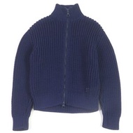 LOUIS VUITTON) 2020 年 Louis Vuitton 1A89YK LV 標誌五金配件，羅紋針織，高領，緊身針織外套，海軍藍，XS 碼，意大利製造，正品，男士款，成色極佳。