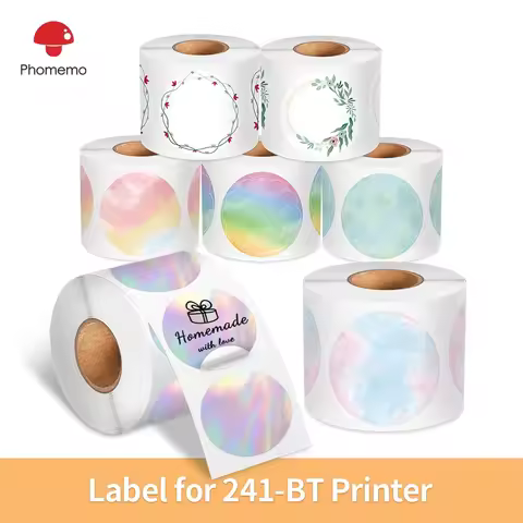 Phomemo Thermal Label Paper Round Square Sticker Waterproof Label for Adress DIY Supplies for 241 BT