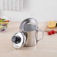 Oil Pot Stainless Steel Oil Filter Oil Storage Container Strainer