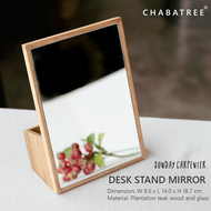 SUNDAY CARPENTER - DESK STAND MIRROR (TEAK) กระจกตั้งโต๊ะพร้อมช่องเก็บของ (SUN039)