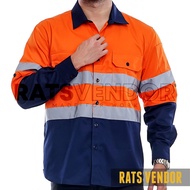 Kemeja Safety K3 / Baju Proyek Tambang / Wearpack Kerja / Seragam Lapangan Ratsvendor Warna Orange K