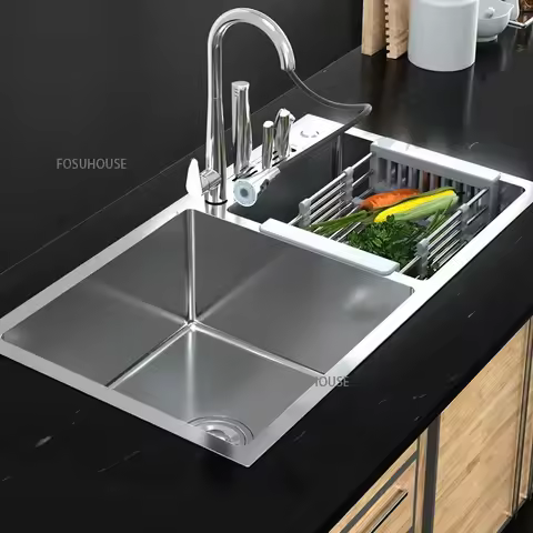 Household Kitchen Sink Double 304 Stainless Steel Thickened Sink Stainless Steel Wash Basin Sink Kit