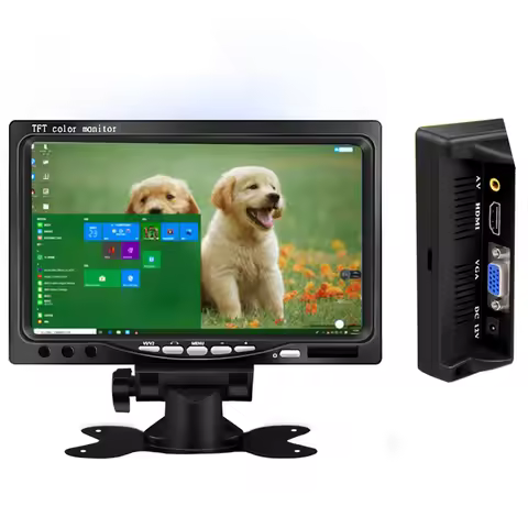 Car Monitor HDMI 7 inch Widescreen HD 1024 * 600 LCD with AV / VGA / Compatible Mini Desktop