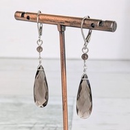 天然寶石耳環　煙水晶