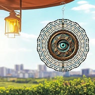 3D Kinetic Wind Spinner, 10 Inch Art Eye Design, 360° Rotating Hook, for Indoor/Outdoor Ga