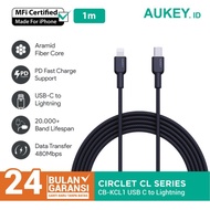 Kabel iPhone Aukey CB-KCL1 Circlet USB-C to Lightning MFi 1m - Hitam