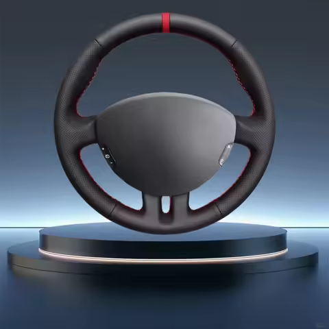 Hand Stitched Black Microfiber Leather Perforated Steering Wheel Cover For Renault Clio 3 2008 2009 