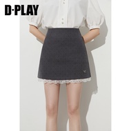 D-PLAY | Váy Ngắn Ren Trắng Thanh Lịch Dplay Cho Nữ Mùa Xuân 2025 Váy Chữ a Cạp Cao Bằng Polyester T
