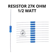 UNGU MERAH 27K Ohm 1/2 Watt Resistor – Axial Type Color Code Red Purple Orange