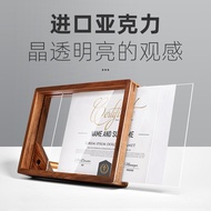Book Frame Glass Photo Frame High-End Display Frame Certificate Solid Wood Patented Honor Table Crys