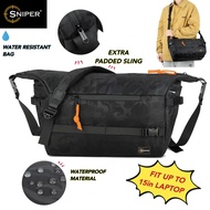 SP021) [FIT LAPTOP UP TO 15IN & A4 paper + SCENTED BAG] Water Resistant NYLON SNIPER Sling Bag Busin