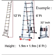 Ecohome Multifunction Telescopic Ladder 1.9m+1.9m (6FT)