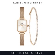 Daniel Wellington Gift Set - Quadro Mini 15.4x18.2mm Melrose Rose Gold Champagne + Classic Tennis Bracelet Rose Gold - Gift set for women - DW Official - Watch &amp; Jewelry set