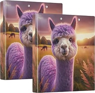 Purple Alpaca 3 Ring Binders 1.5 Inch Hold 200 Sheets Cute Clipboard Binder Floral Round Ring View B