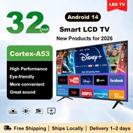 Smart TV 4K HD ขนาด 32 นิ้ว ทีวี LCD LED ระบบดิจิทัลที่เชื่อมต่ออินเทอร์เน็ตได้ (Android 14.0) 1GB +
