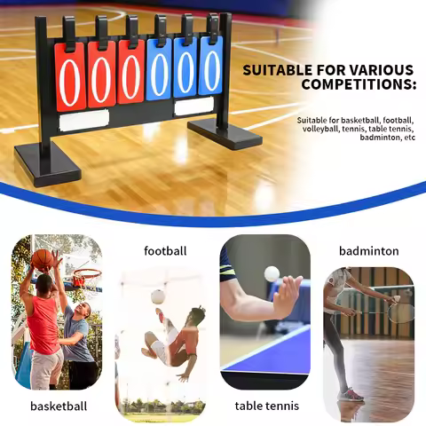 1pc 6-digit Vertical Removable Flip Scoreboard Soccer Basketball Court Scoreboard Game Records