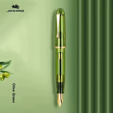 JinHao 9019 Fountain Pen Acrylic Transparent Spin Pen 40MM Nib Stationery Office School Supplies Hig