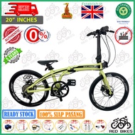 Raleigh UGO Folding Bike Bicycle 20" Inch With Shimano Deore 11 Speed Group Set / Limestone Green , Light Orange