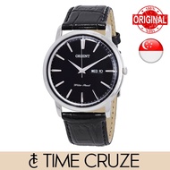 [Time Cruze] Orient Classic Quartz Analog Stainless Steel Case Black Leather Strap Black Dial Men Watch FUG1R002B6