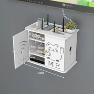 路由器收納盒無線wifi機頂盒光貓置物架客廳電線插排整理遮擋箱子三層款（厚板材）擺放掛牆兩用