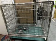 (二手現貨) 白鐵201鸚鵡鳥籠 60*60*45(附2個飼料盆) (限來店面交 / 此商品不郵寄)