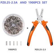 Straight PZ0.25-2.5 German style mini crimping pliers 1900PCS tubular bare terminal crimping tool set