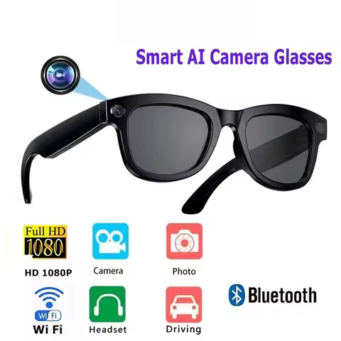 AI Smart Glasses 4K HD 800W Pixel Camera Video Outdoor Sport Sunglasses AI ChatGPT Translation Recor