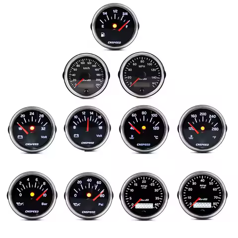 12V 24V 36V Voltmeter RMP Tachometer Fuel Gauge Bar Psi Pressure Gauge KMH MPH Speedometer °f ℃ Wate