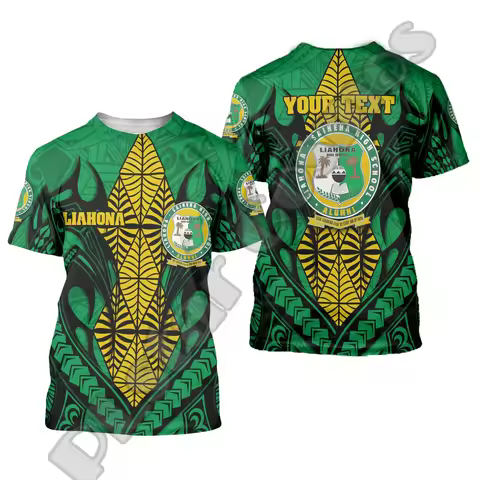 Custom Name Polynesian Tonga Liahona Hight School Retro Tattoo 3DPrint Streetwear Summer Casual Hara