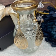 鏤空設計水晶耳環 天然石耳環夾式耳環