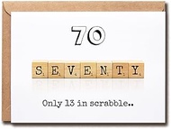 OystersPearl Scrabble 70Th Decade Birthday Card - 70 Its Only 13 In Scrabble - Birthday Greeting Car