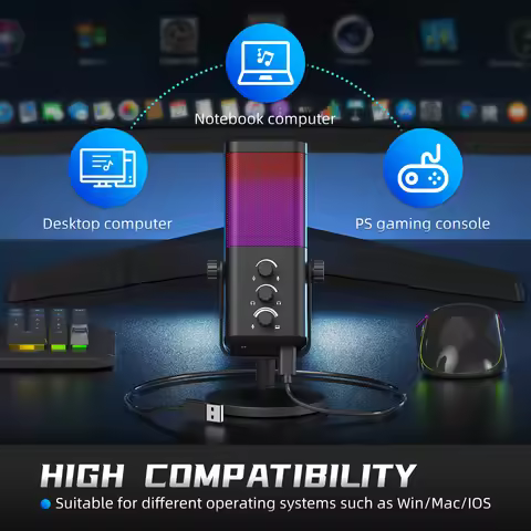 XTUGA M7 RGB Gaming Microphone Professional Dynamic Cardioid Condenser Studio Broadcast Voice Podcas