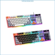 VIVI Ergonomic Keyboard USB Wire Mechanical Keyboard 104Keys Lighting Effect