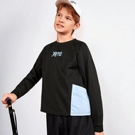 เสื้อสเวตเชิร์ตคอกลม พิมพ์ลาย ตัวอักษรเก่าแก่ สำหรับเด็กผู้ชายที่โตขึ้น กิจกรรมกลางแจ้ง ปีนป่าย ตกปล