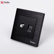 TV Cable TV Drive with LAN(RJ45) Genuine In-Wall Tenko Milling Aluminum Surface TK-F71-B-57 Black