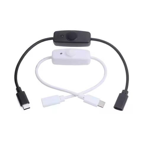 USB Type C With ON/OFF Switch Power Button 30CM Charging Extension Cable Universal Type-C Extension 
