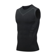 Mens Ion Shaping Vest Ice Silk Weight Loss Vest Shaping Compression Shirt Vest Tummy Sleeve Fitness