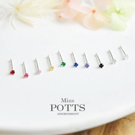 MissPotts|Mini Colorful Zircon Earrings S999 Sterling Silver 999 Needles Jewelry Round Beads Earring