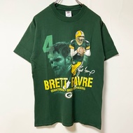 古著 JERZEES 球衣短袖印花 T 卹，綠色，美式足球，Brett Favre，復古，M 碼