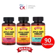 BRAGG Apple Cider Vinegar + Vitamins Dietary Supplement Capsule 90's (Balance/Renew/Energy)
