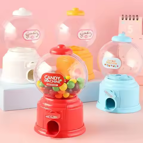 Cute Sweet Mini Candy Machine Kids Bubble Gift Children Bank Toys Dispenser Gumball Coin Saving Box