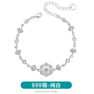999 Pure Silver Snowflake Bracelet for Girlfriend Valentines Day Gift Fashionable Jewelry Meaningful