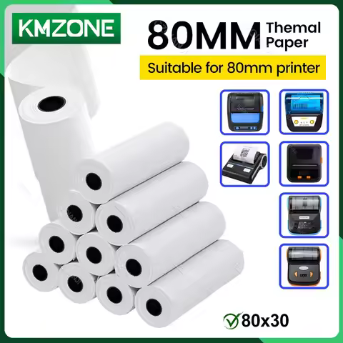 Thermal Paper for All 80mm Receipt Printer 80x40mm/80x30mm White Bill Rolls Inkless Pos PDA Paper Su